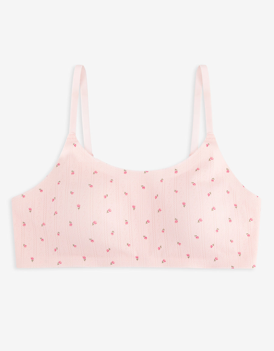 Floral Print Microfiber Crop Top