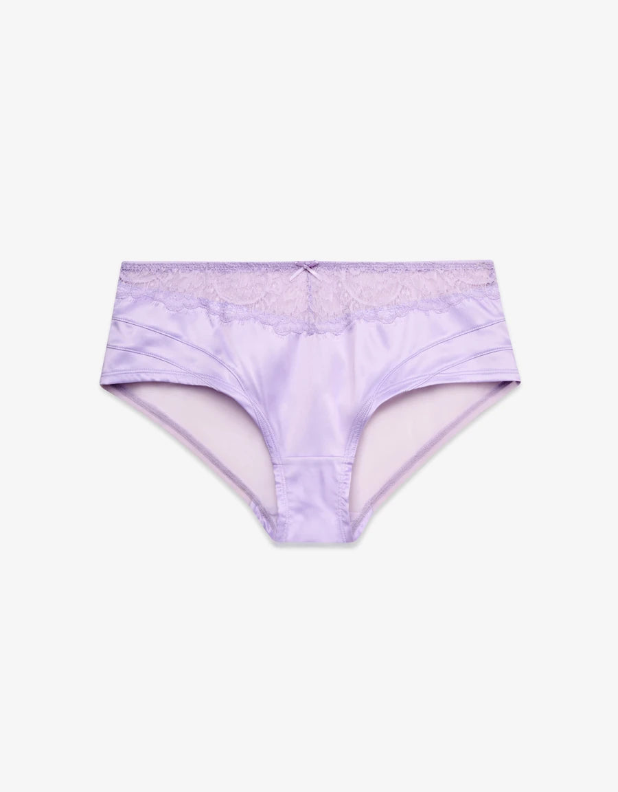 Lace-Trim Satin Hipster Panty