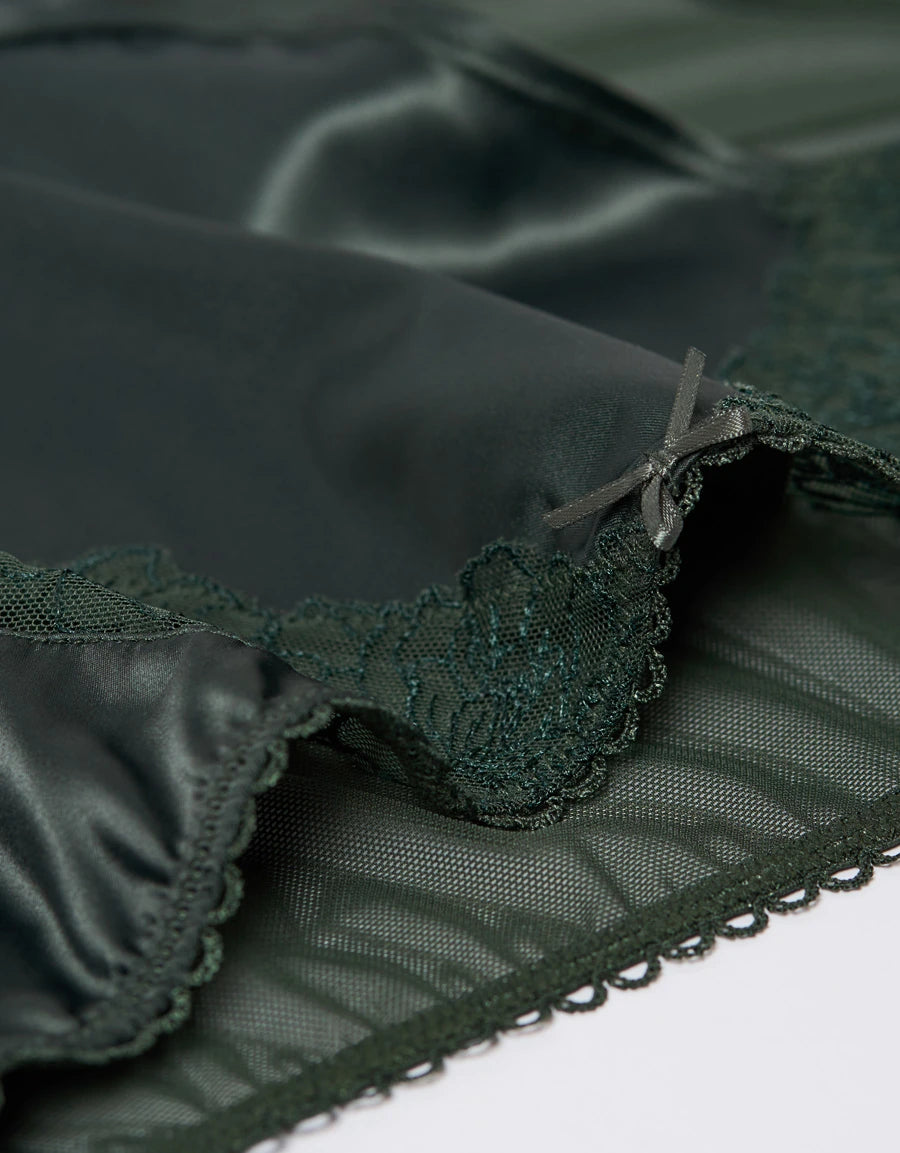 Embroidered Satin Hipster Panty