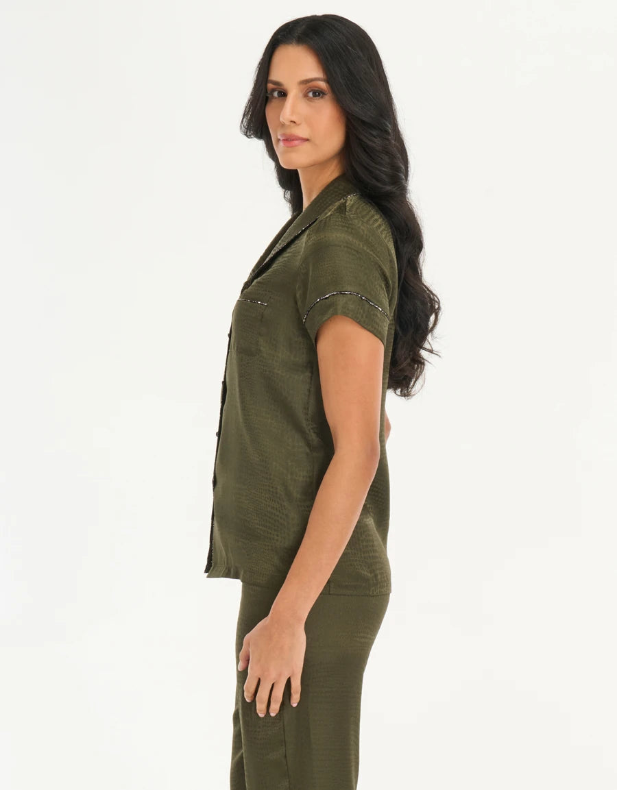 Jacquard Satin Pajama Set