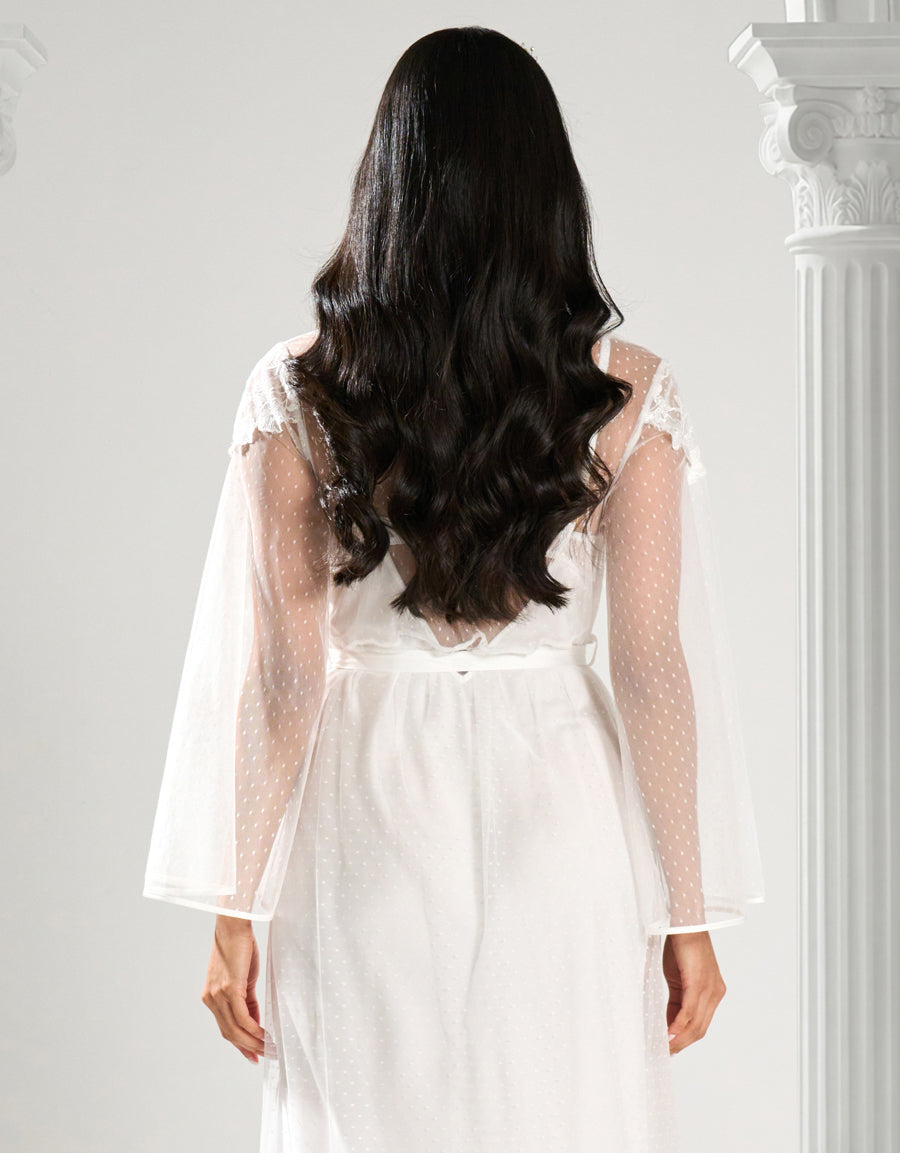 Embroidered Satin Bridal Long Robe