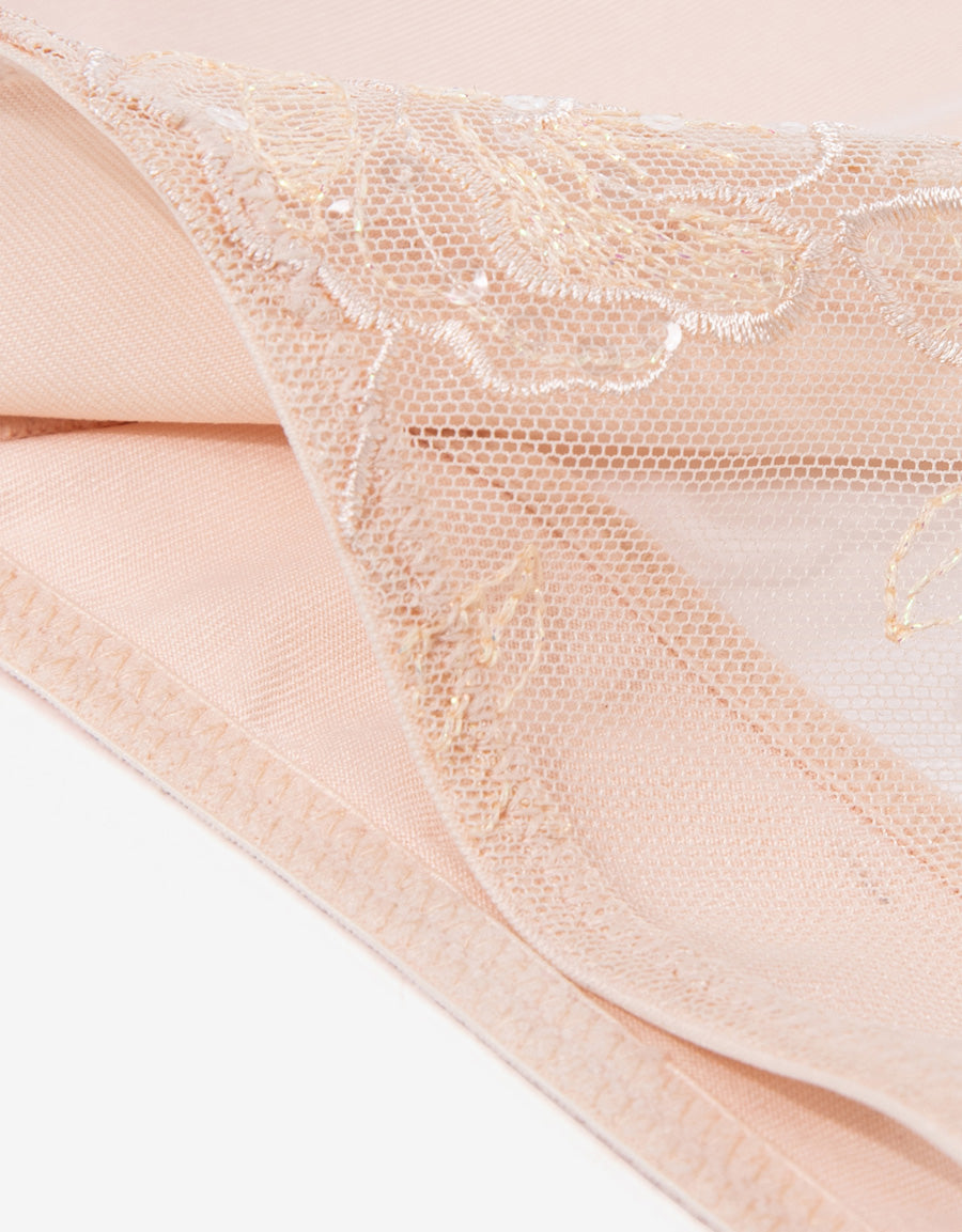 Lace-Trim Satin Thong Panty