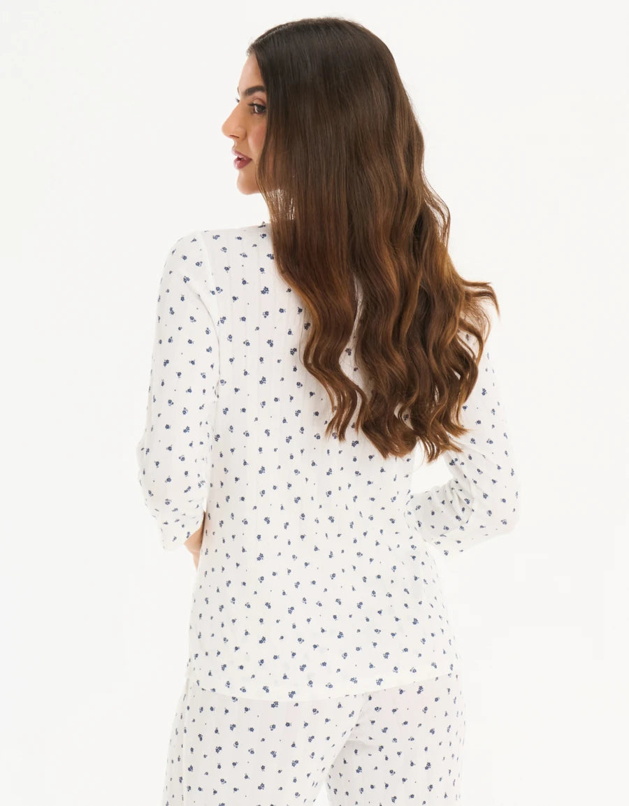 Floral Print Pointelle Pajama Set