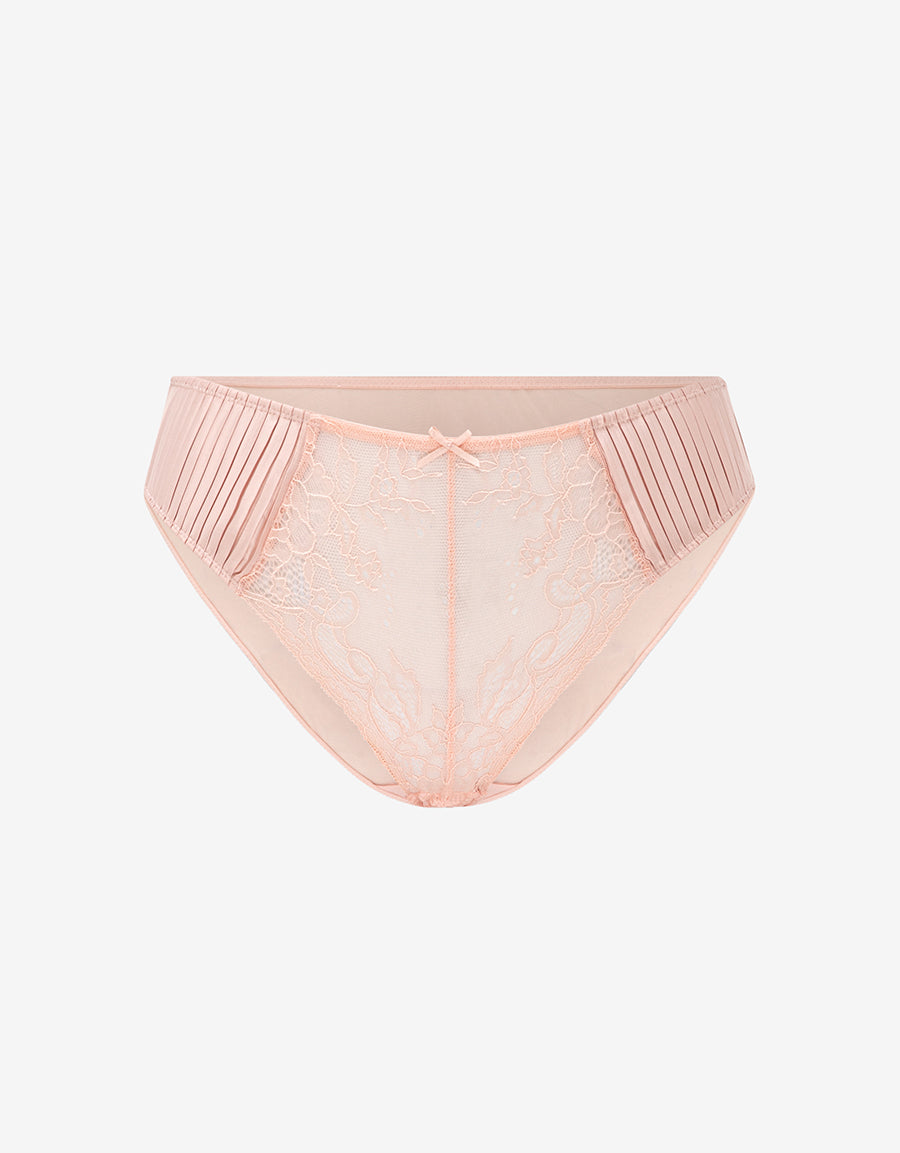Lace-Trim Satin Bikini Panty