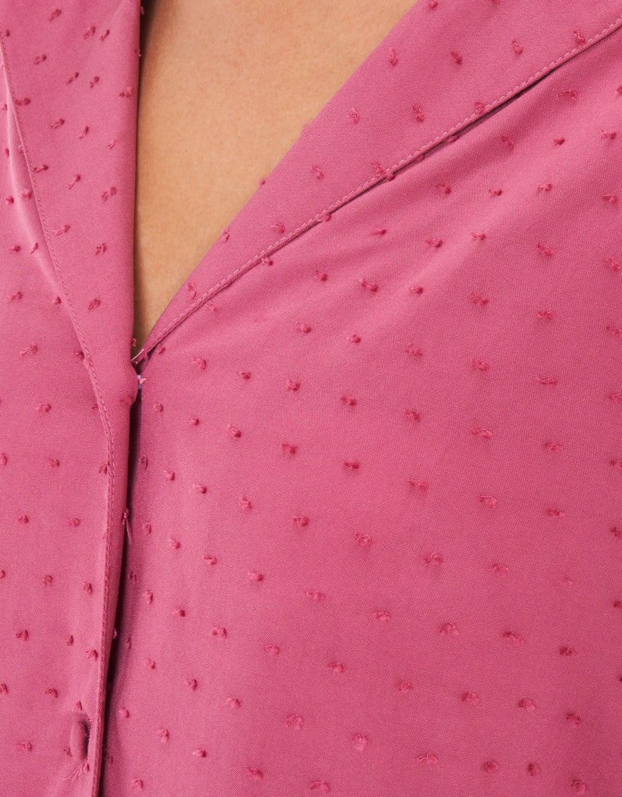 Micro-Dot Short-Sleeve Long Pajama Set