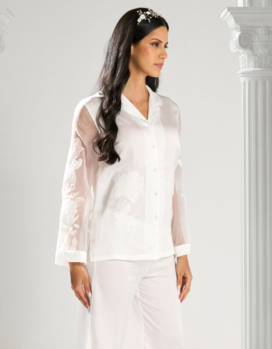 Satin Organza Bridal Pajama Set