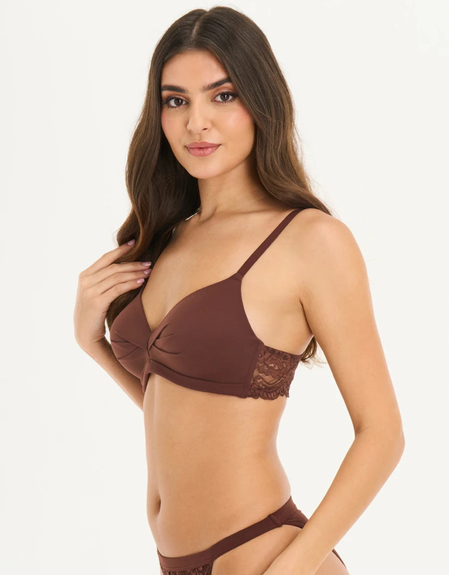 Lace-Trim Plunge Bra