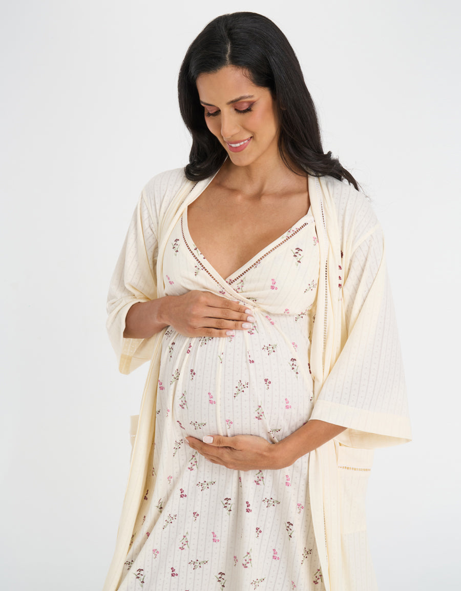 Pointelle Maternity Reception Dress and Robe