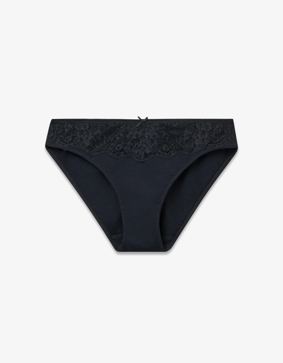 Lace-Trim Cotton Bikini Panty