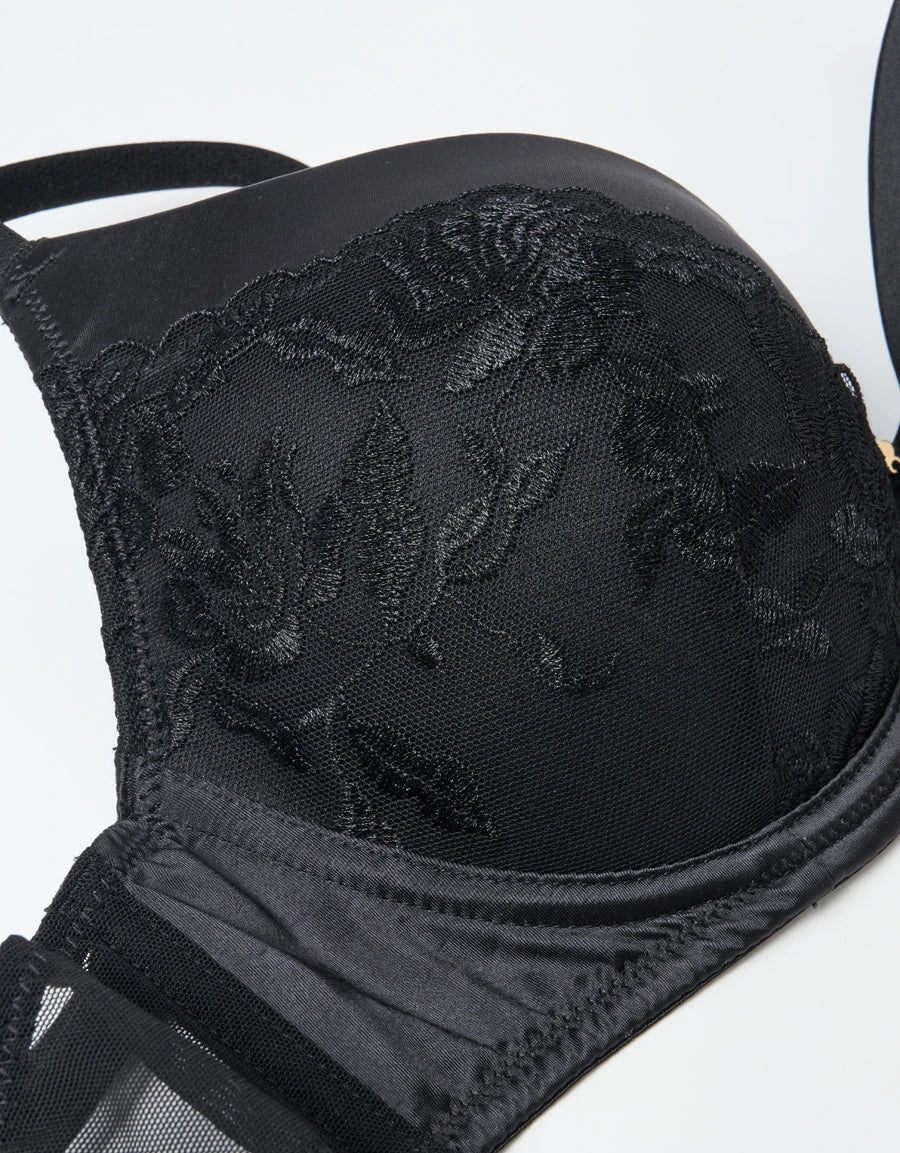 Embroidered Lace Push-Up Plunge Bra