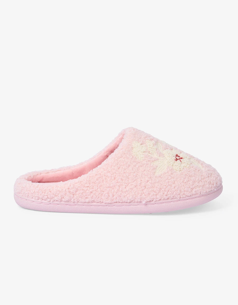 Floral Embroidered Closed-Toe Slipper