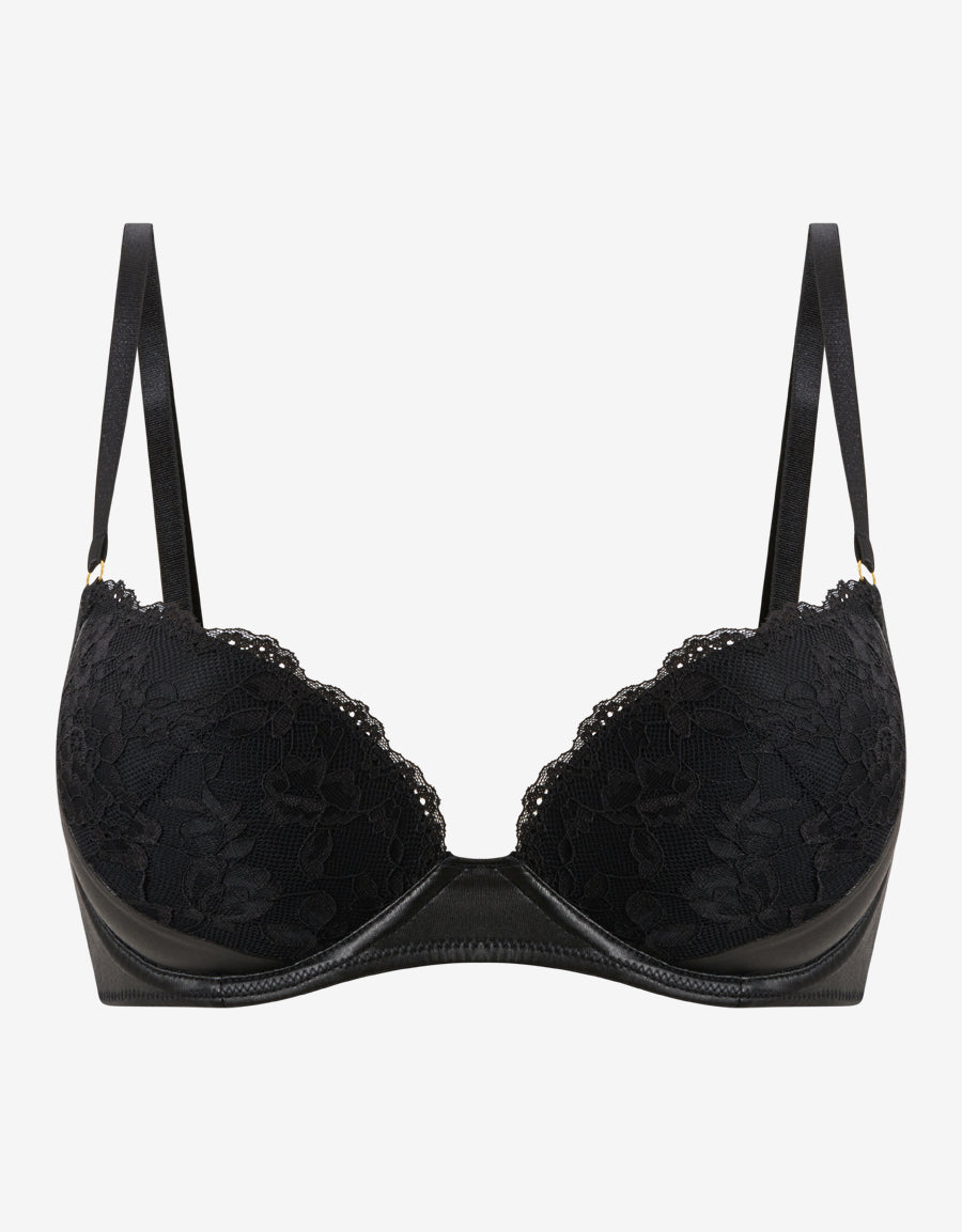 Black Double Push-Up Plunge Bra