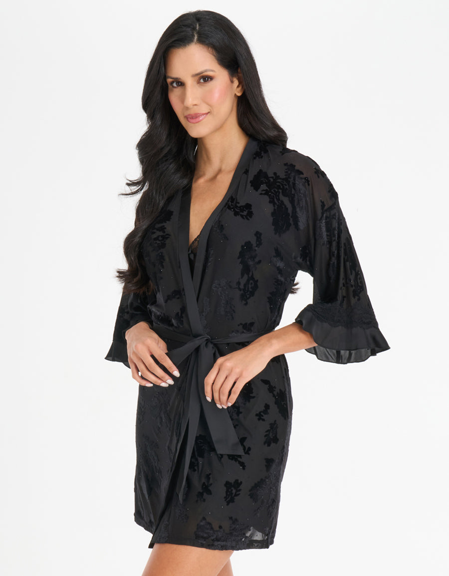 Short Dress and Burnout Velvet Robe Set