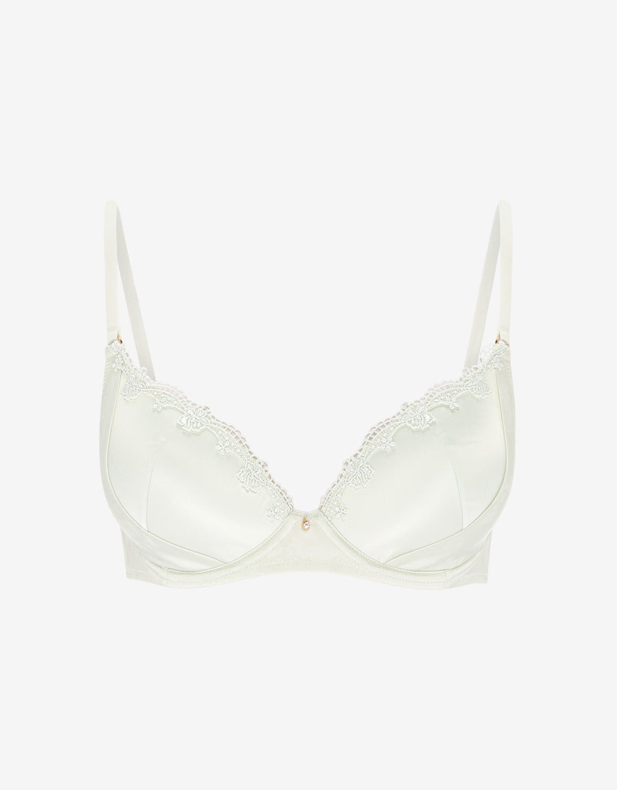 Embroidered Satin Bridal Plunge Bra