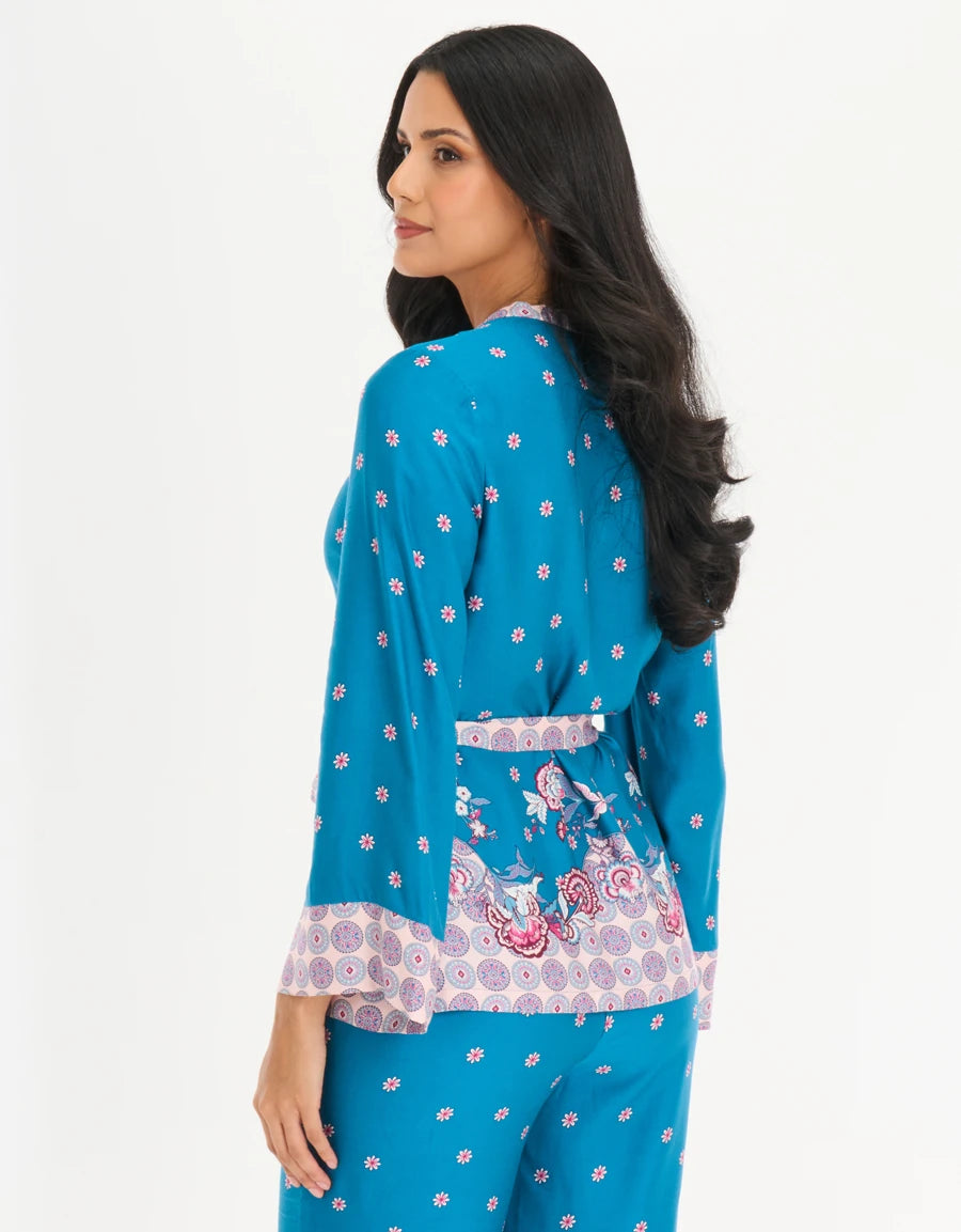 Floral Print Satin Pajama Set