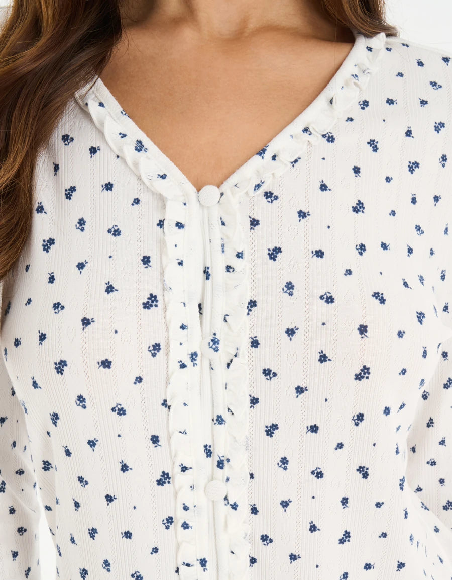 Floral Print Pointelle Pajama Set
