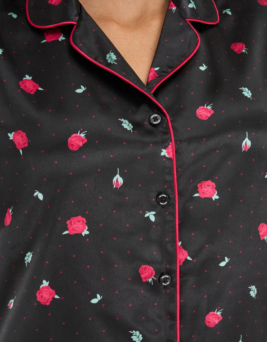 Floral Print Satin Pajama Set