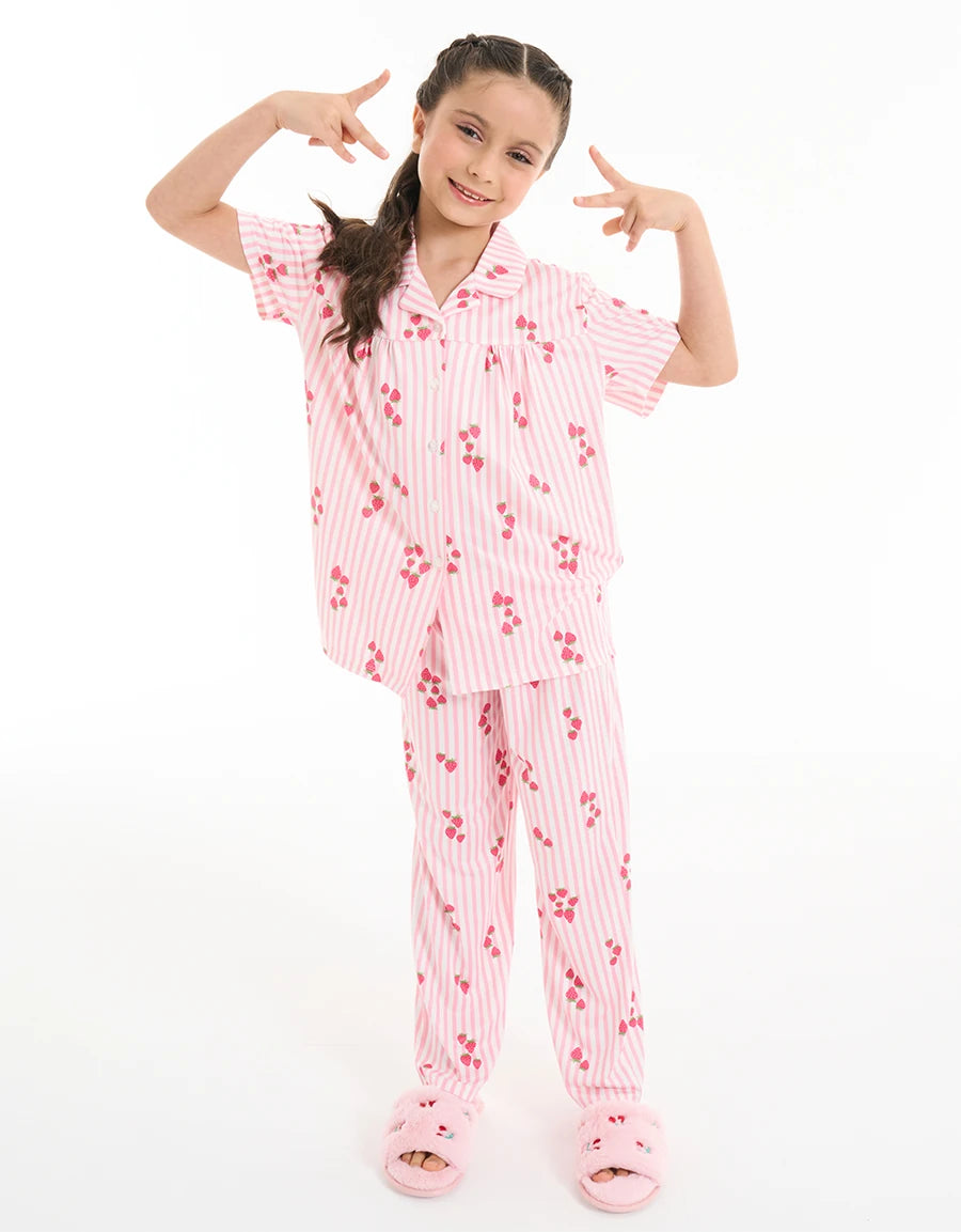 Strawberry Print Pajama Set