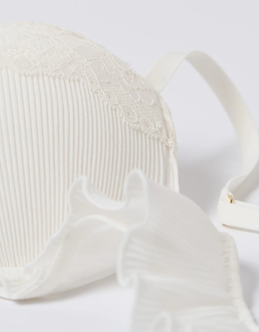 Lace-Trim Push-Up Bridal Plunge Bra