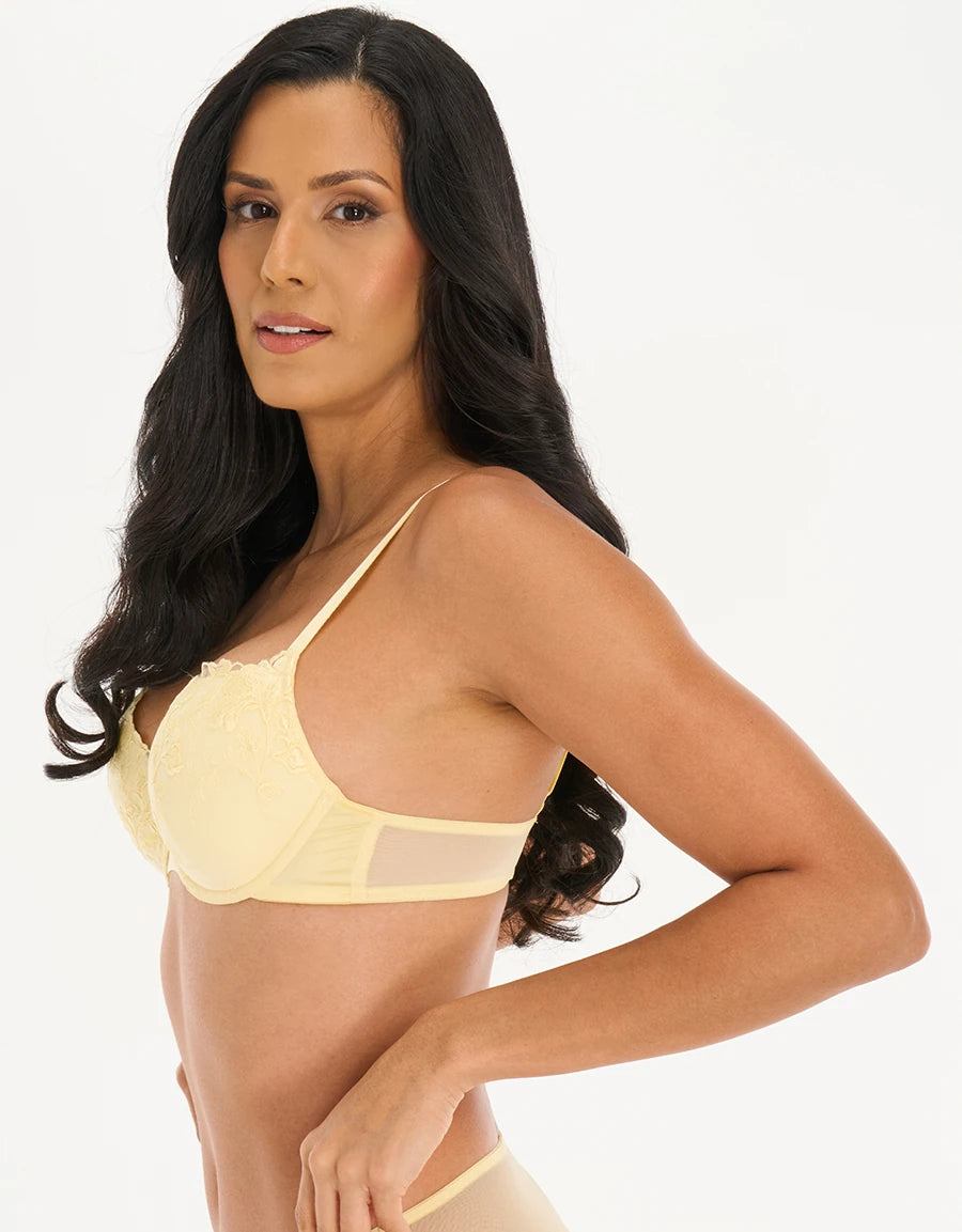 Embroidered Lace Push-Up Plunge Bra