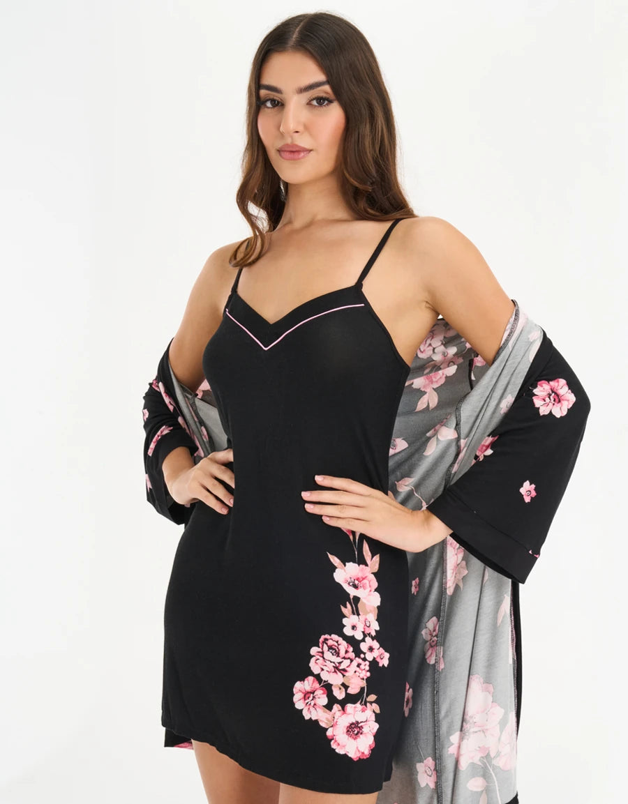 Floral Print Short Dress Set