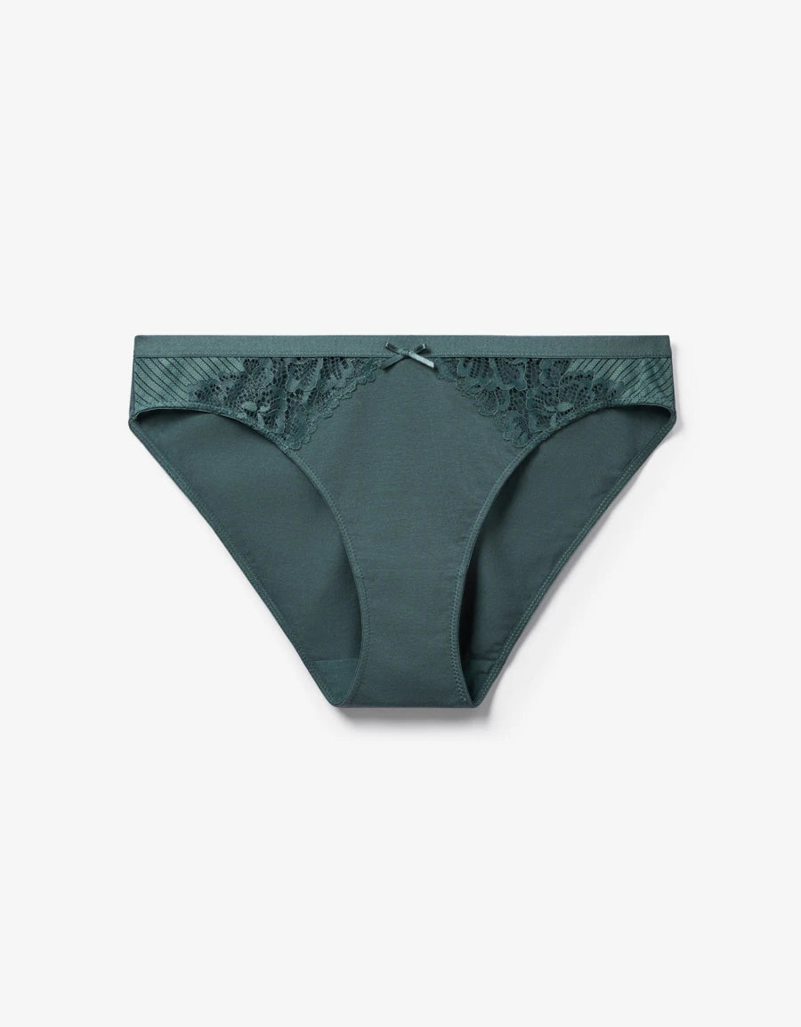 Cotton Lace-Trim Bikini Panty