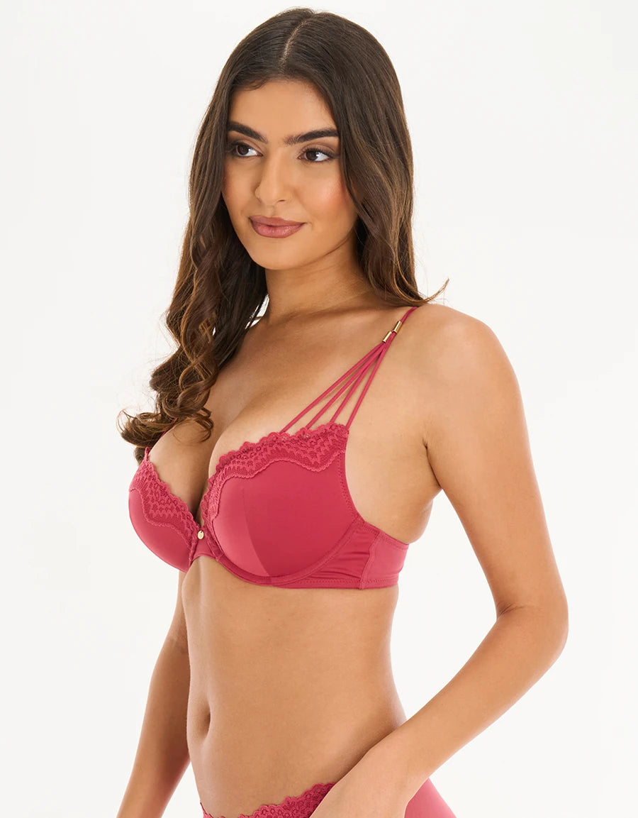 Lace-Trim Double Push-Up Plunge Bra