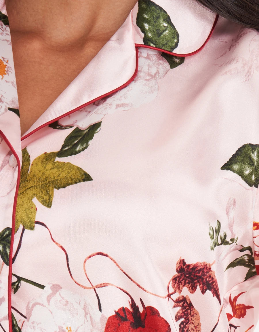 Floral Print Satin Pajama Set