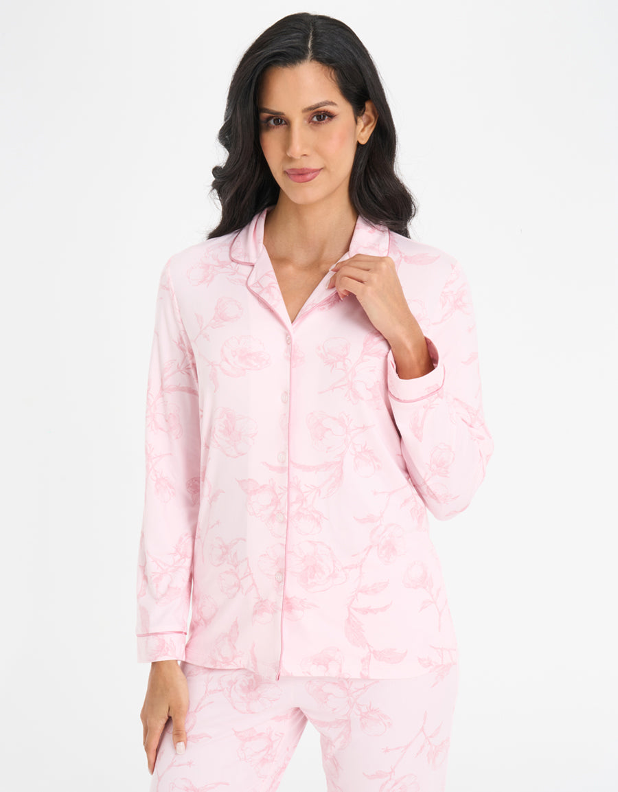 Floral Print Soft-Stretch Pajama Set