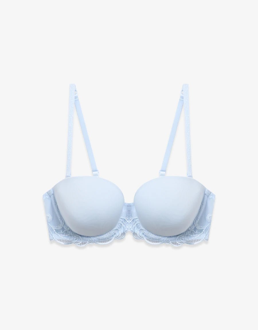 Embroidered Lace-Trim Padded Multiway Bra