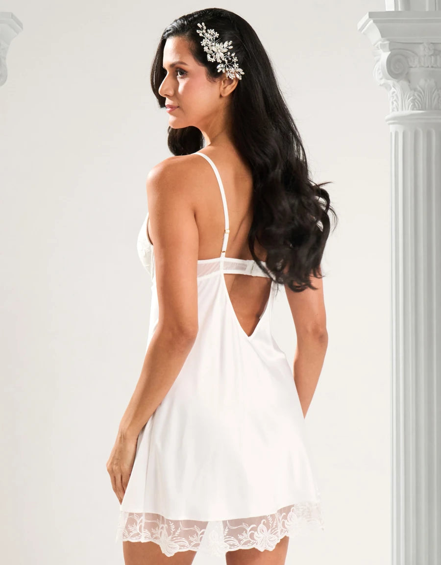 Embroidered Satin Bridal Short Dress Set