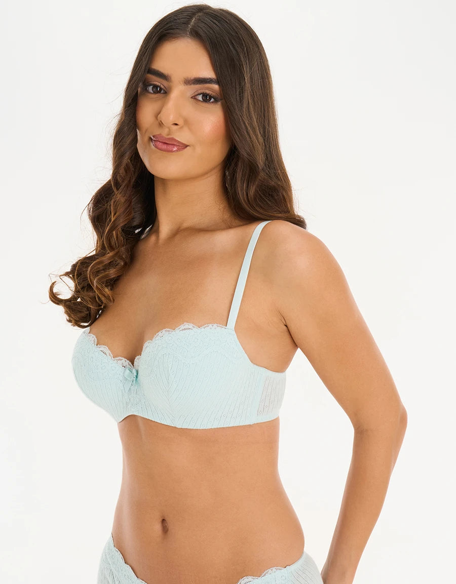 Pointelle Cotton Balconette Bra