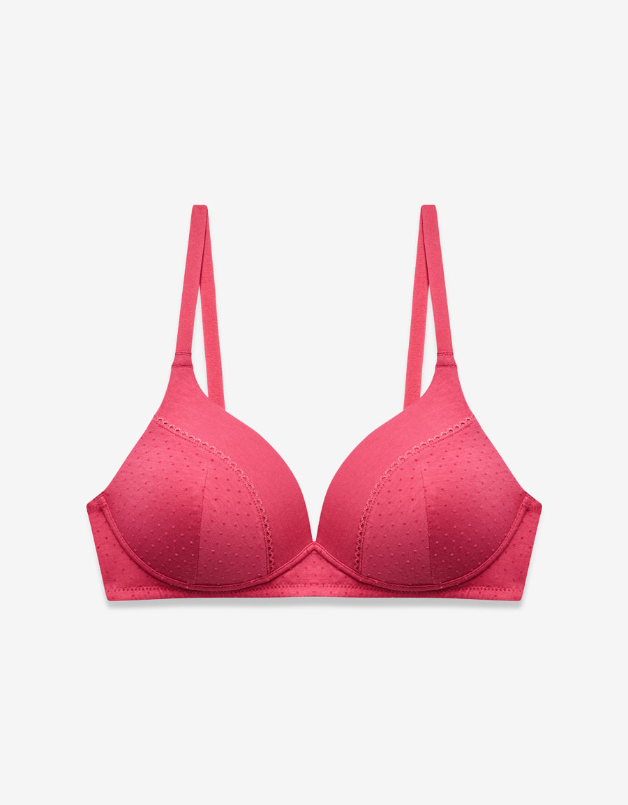 Cotton Wireless Bra in Coral