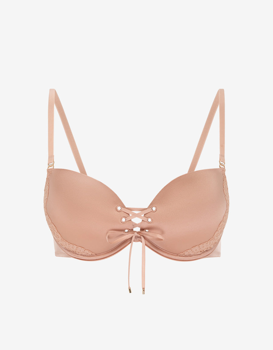 Lace-Up Push Up Plunge Bra