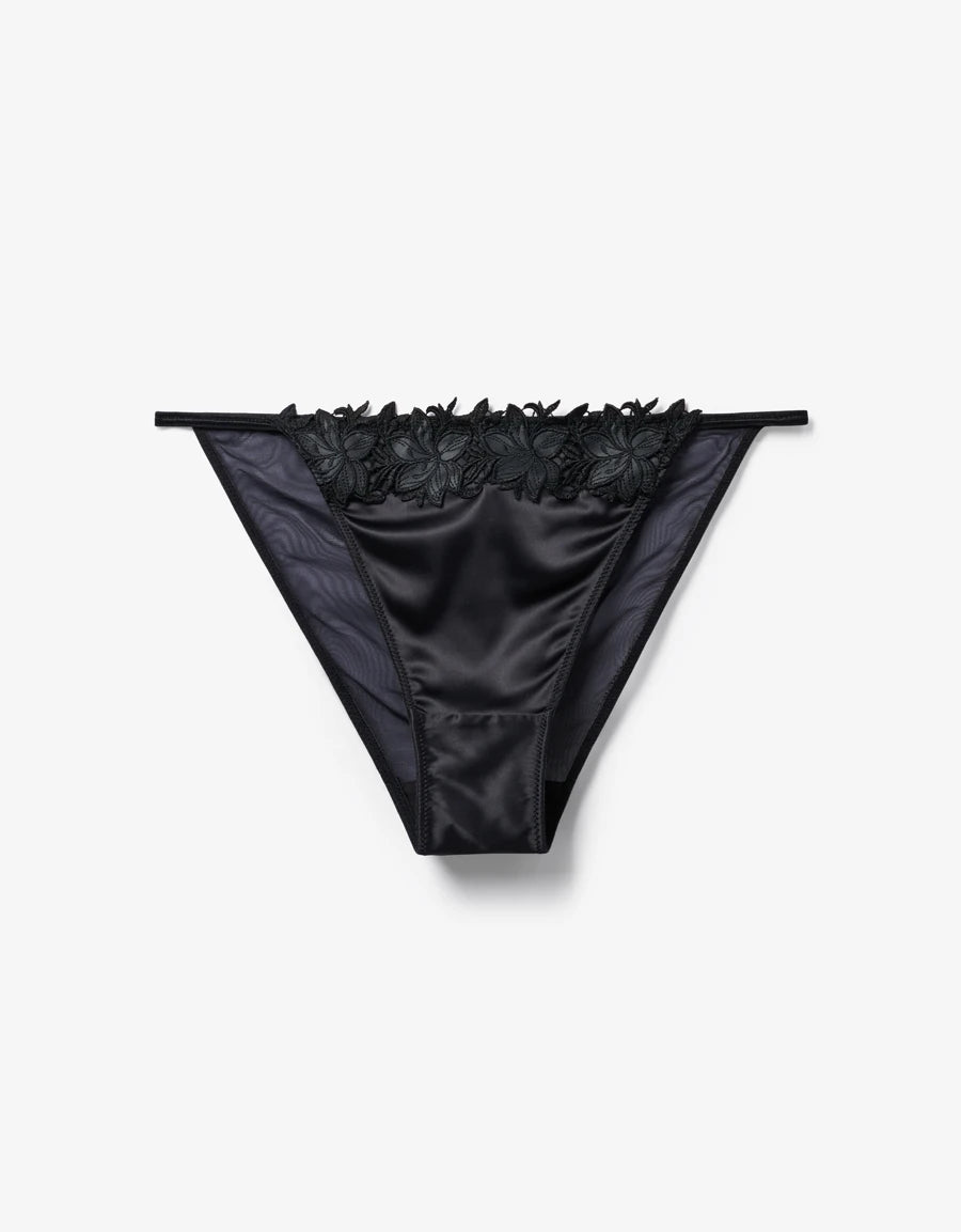 Lace-Trim Satin Tanga Panty
