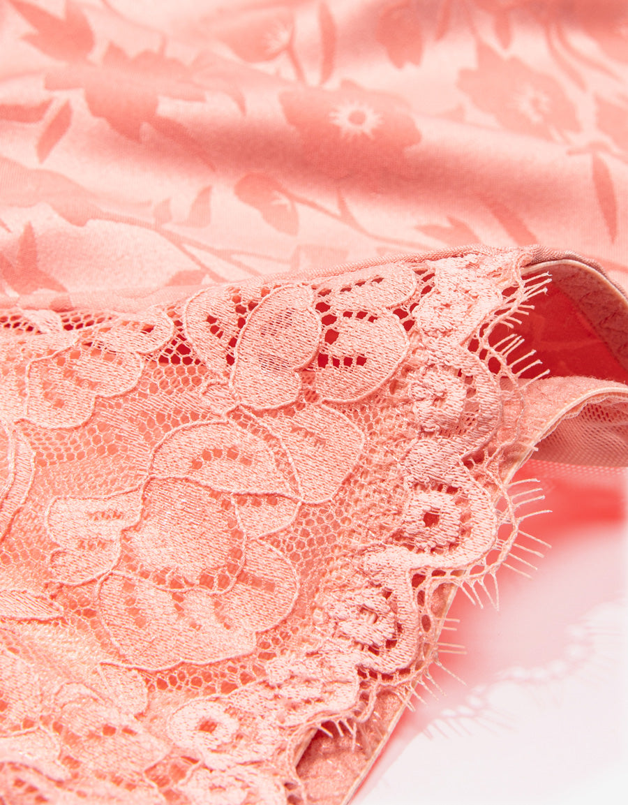 Satin Brazilian Panty in Coral
