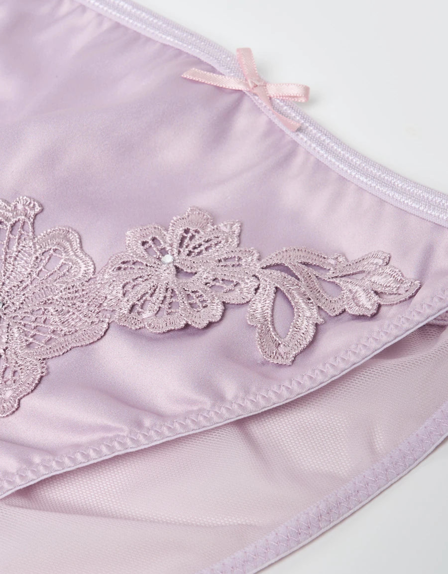 Embroidered Satin Tanga Panty