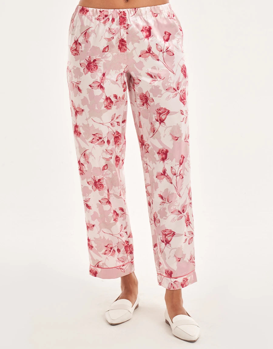 Floral Print Satin Pajama Set