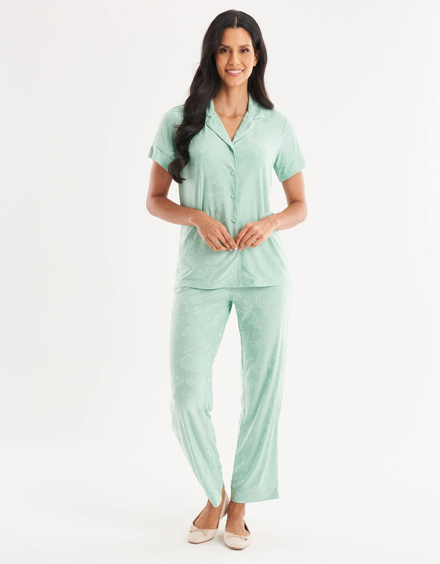 Floral Print Jacquard Pajama Set