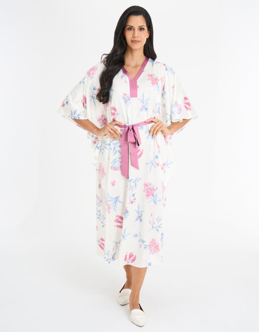 Floral Print Satin Long Dress