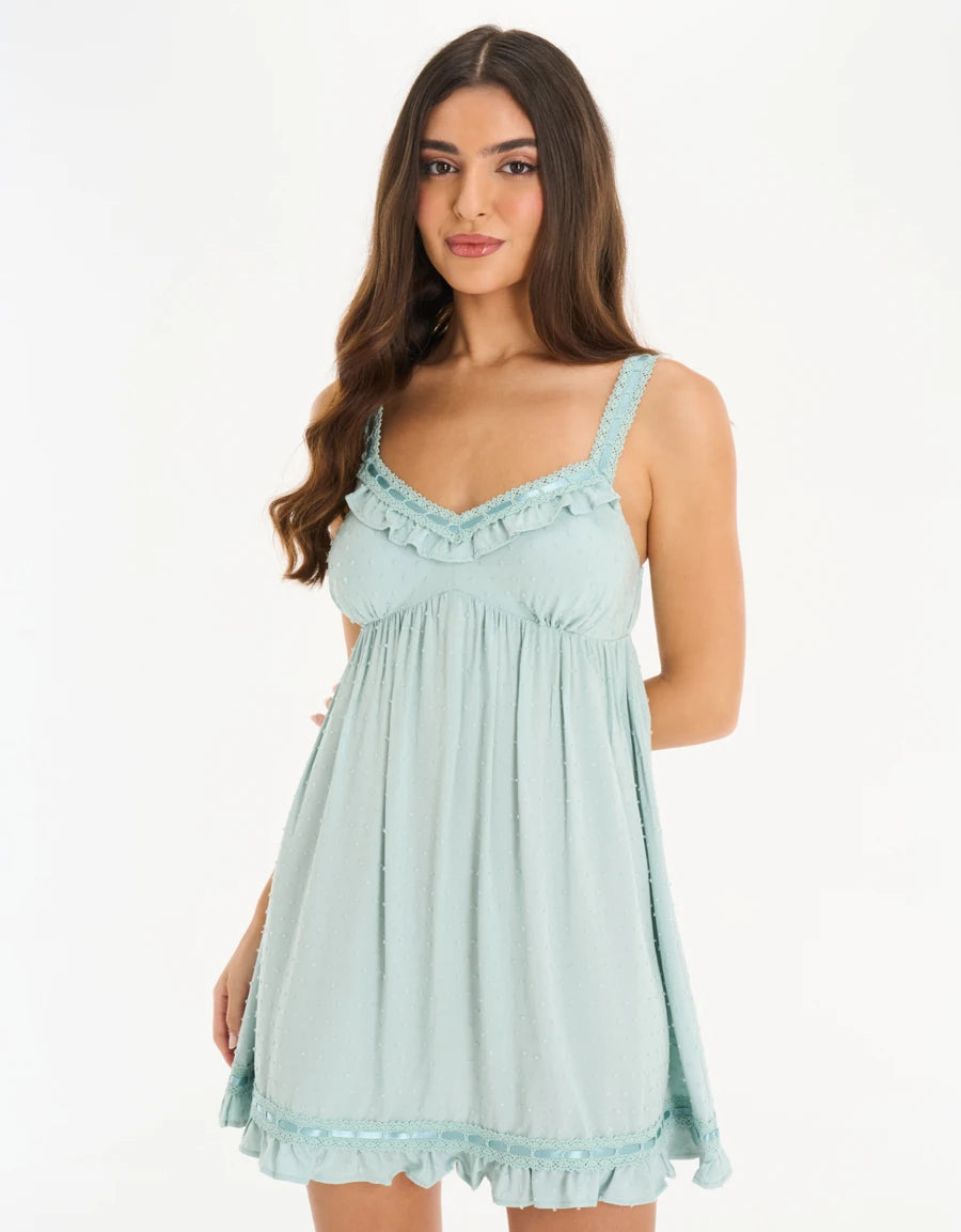 Lace-Trim Short Nightdress