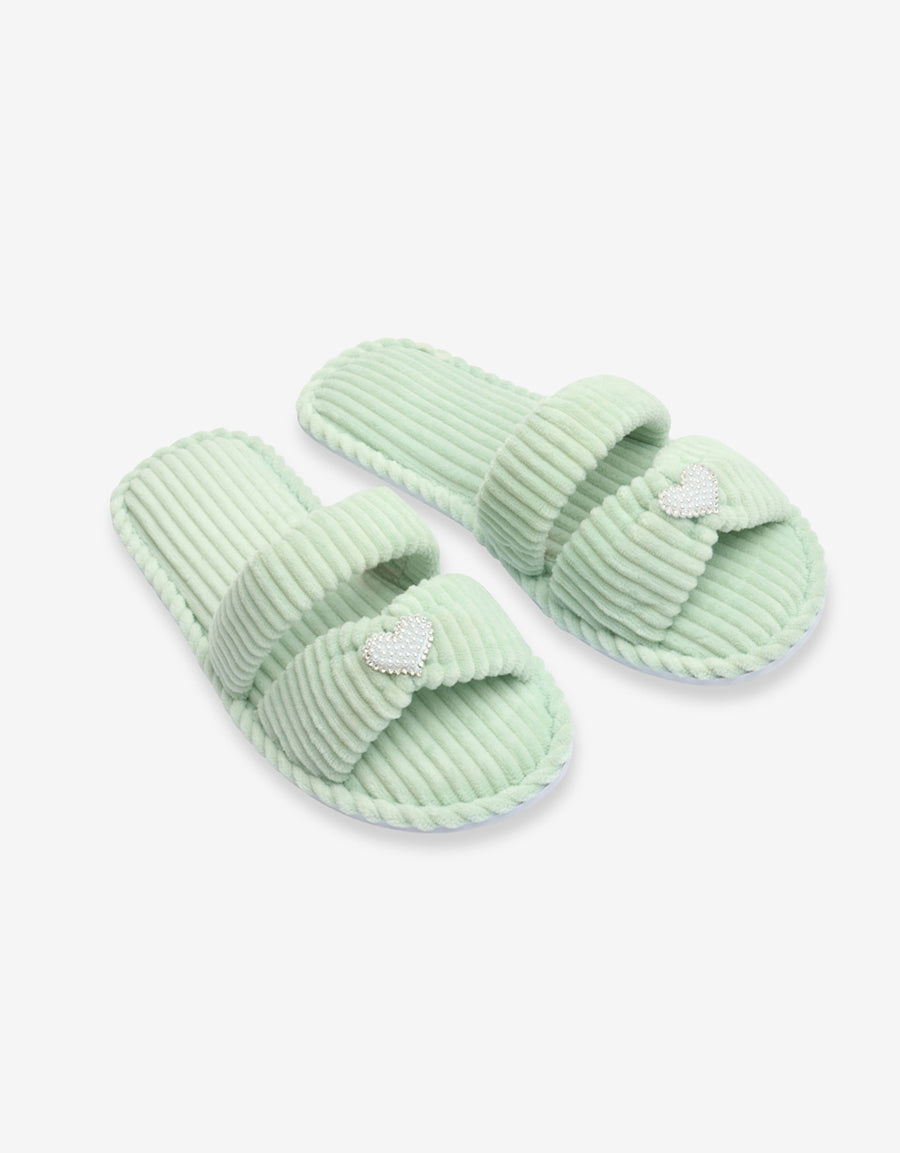 Slipper Open Toe Slippers in Light Green