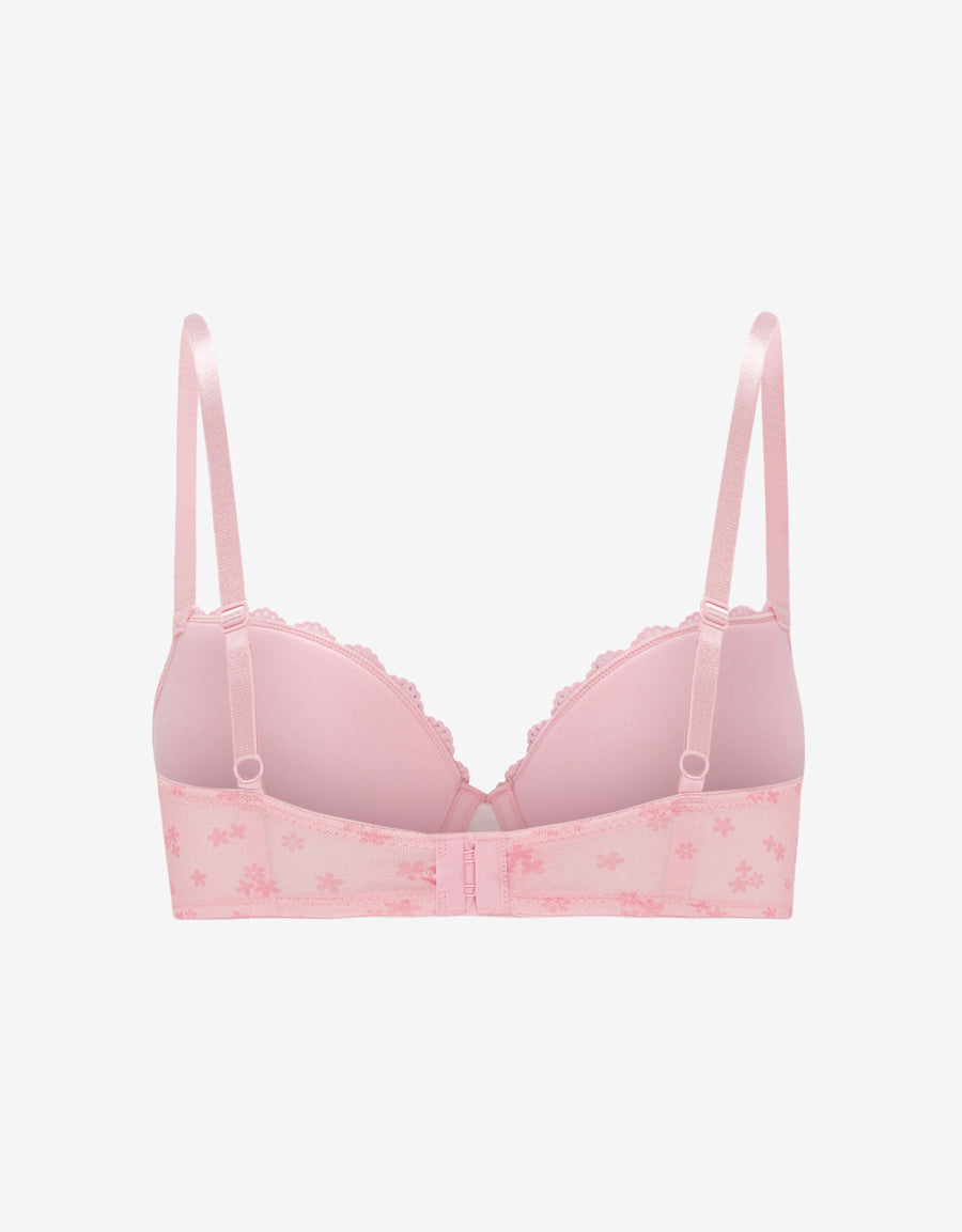 Lace-Trim Cotton Balconette Bra