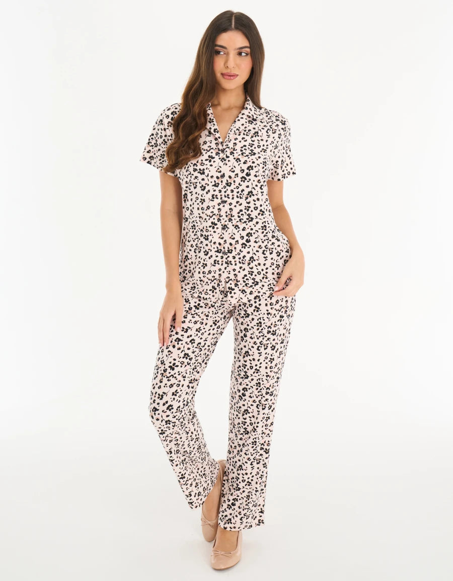 Leopard Print Cotton Pajama Set