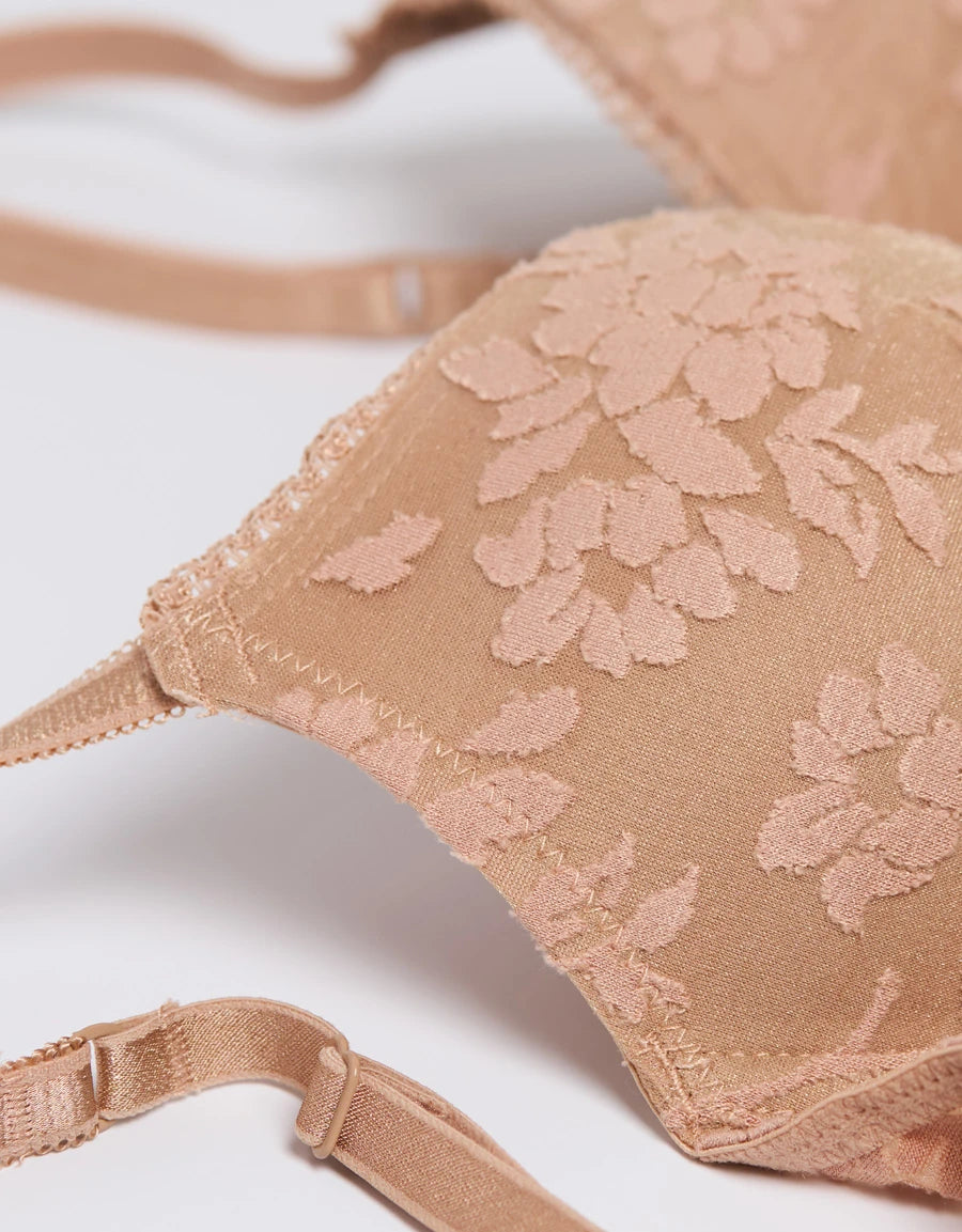 Floral Print Push-Up Plunge Bra