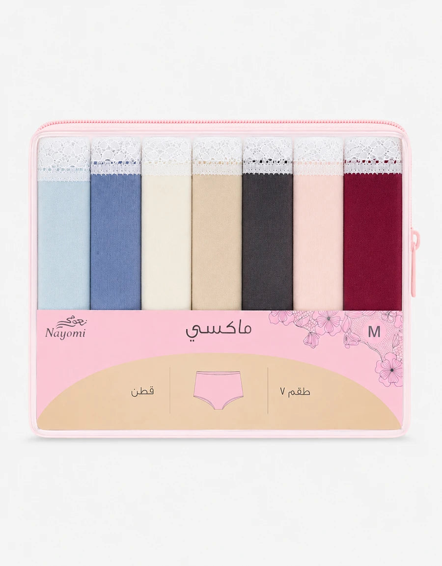 7-Pack Lace-Trim Cotton Maxi Panties