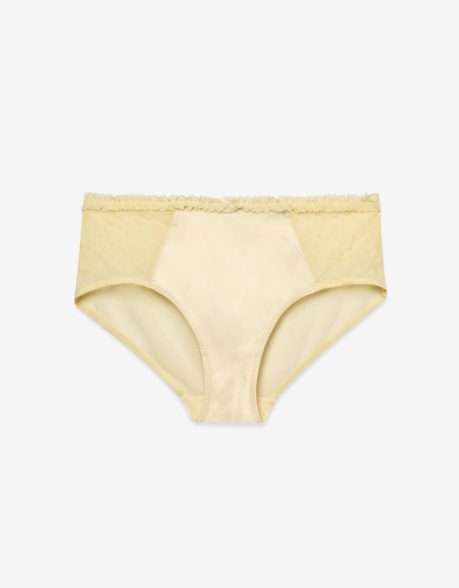 Satin Boxer Panty in Light Yellow