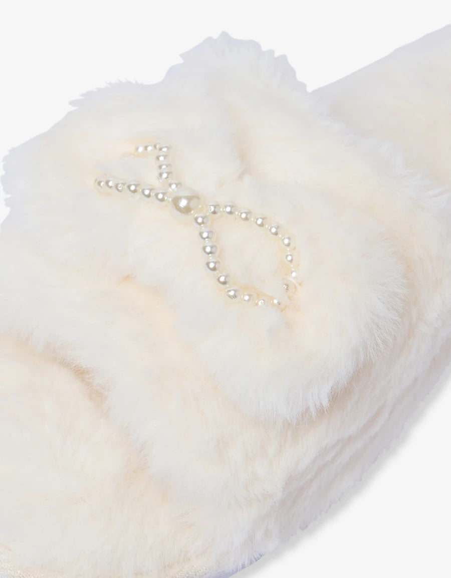 Pearl Detail Open-Toe Slipper