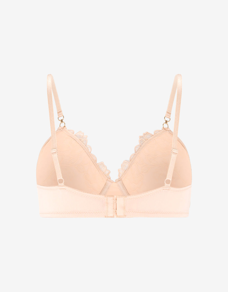 Embroidered Lace Non Padded Plunge Bra