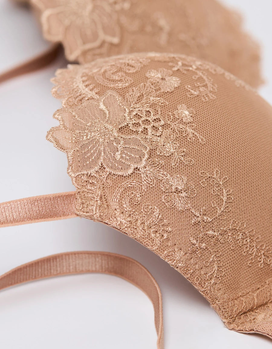 Embroidered Lace Balconette Bra